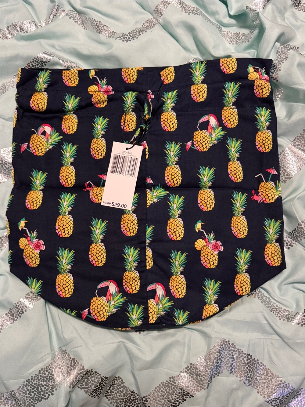 Vera Bradley Navy Pineapple Print Ditty Bag